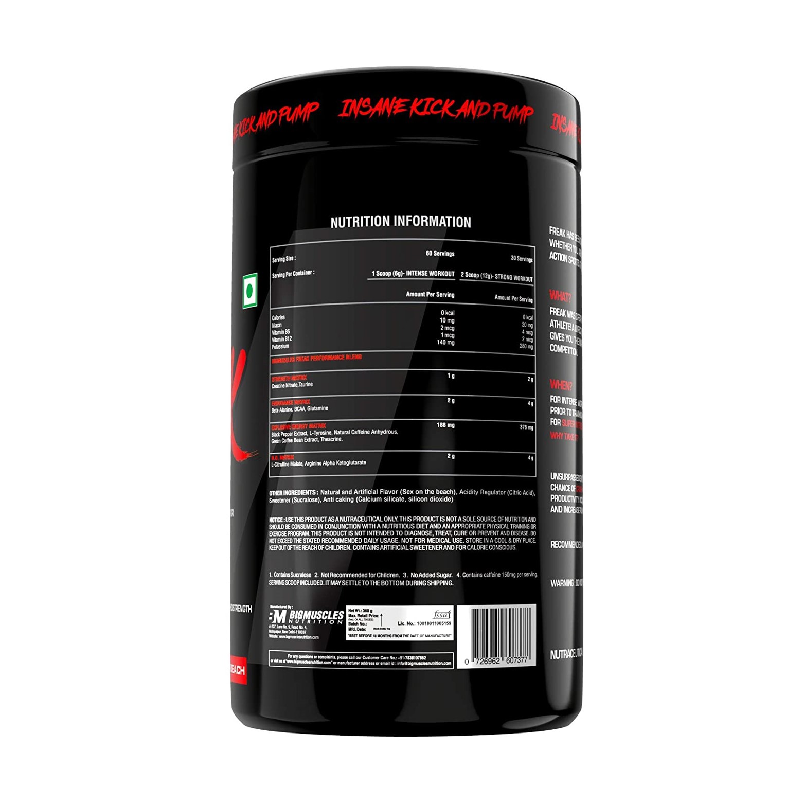 Bigmuscles Nutrition Freak 360G,60 Serving (Sex On The Beach)