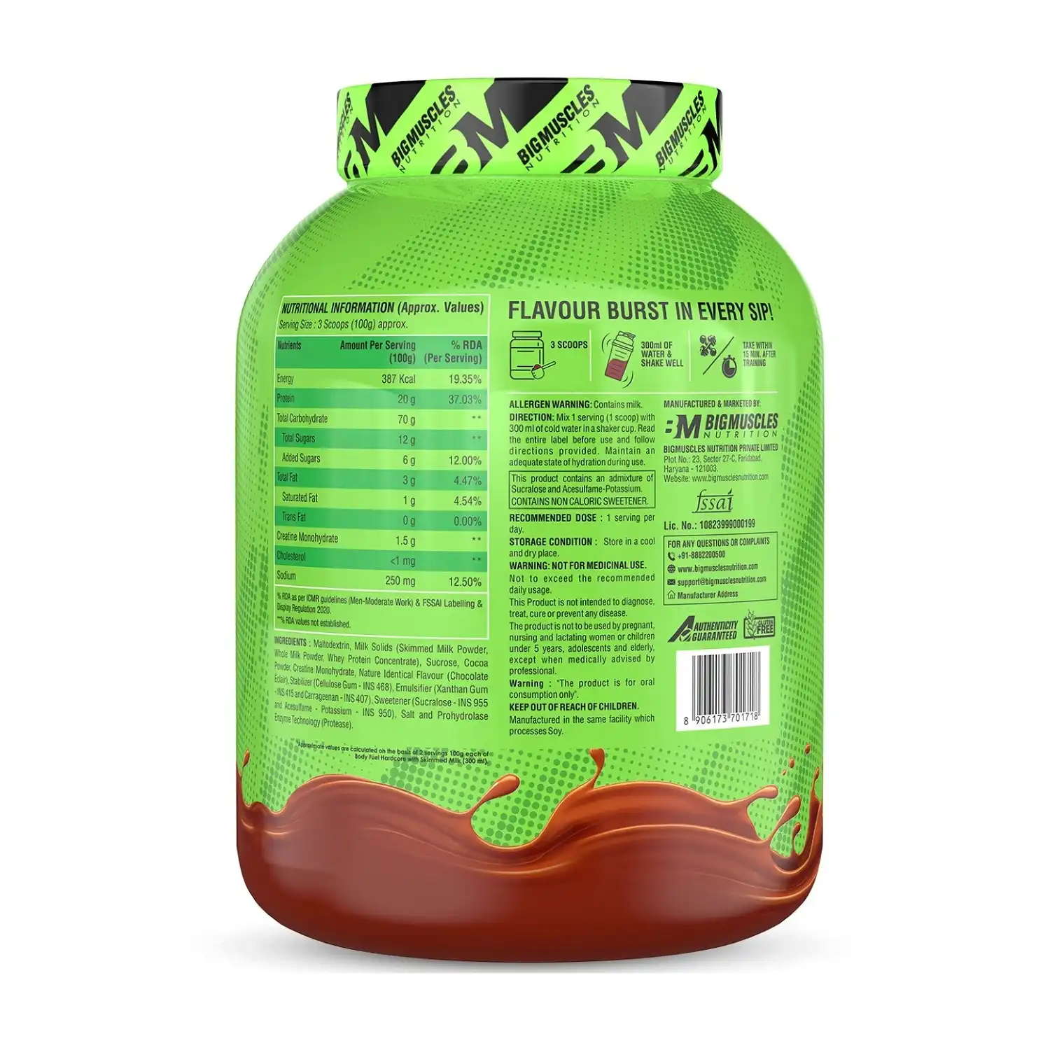 Bigmuscles Nutrition Bodyfuel Hardcore 3Kg 6.6 Lbs (Chocolate Eclair) Bigmuscles Nutrition Bodyfuel Hardcore 3Kg 6.6 Lbs (Chocolate Eclair)