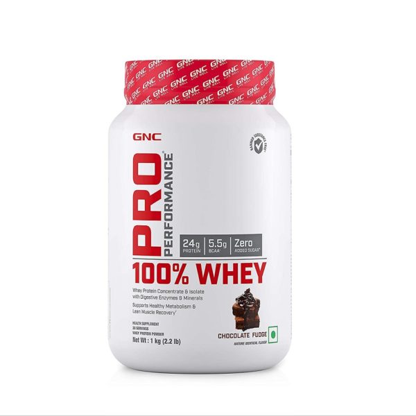 GNC Pro Performance 100% Whey Protein 2.2Lbs, 1kg (Chocolate Fudge)