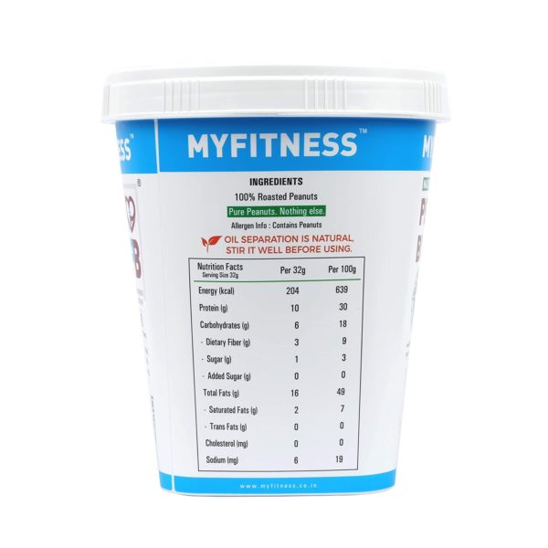 MYFITNESS Gold Natural Peanut Butter Smooth 1Kg (Unsweetened)