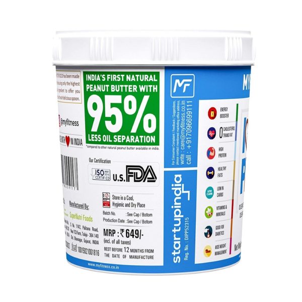 MYFITNESS Natural Peanut Butter Smooth 1250g (Unsweetened)