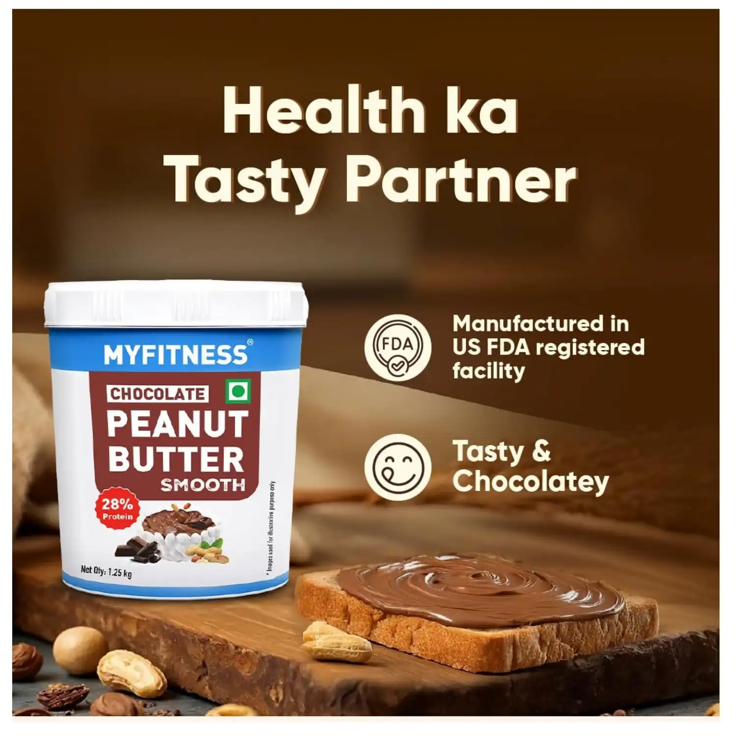 MYFITNESS Chocolate Peanut Butter Smooth 1250g MyFitness Peanut Butter - Chocolate | 28% Protein | Smooth | Chocolate Peanut Butter Spread