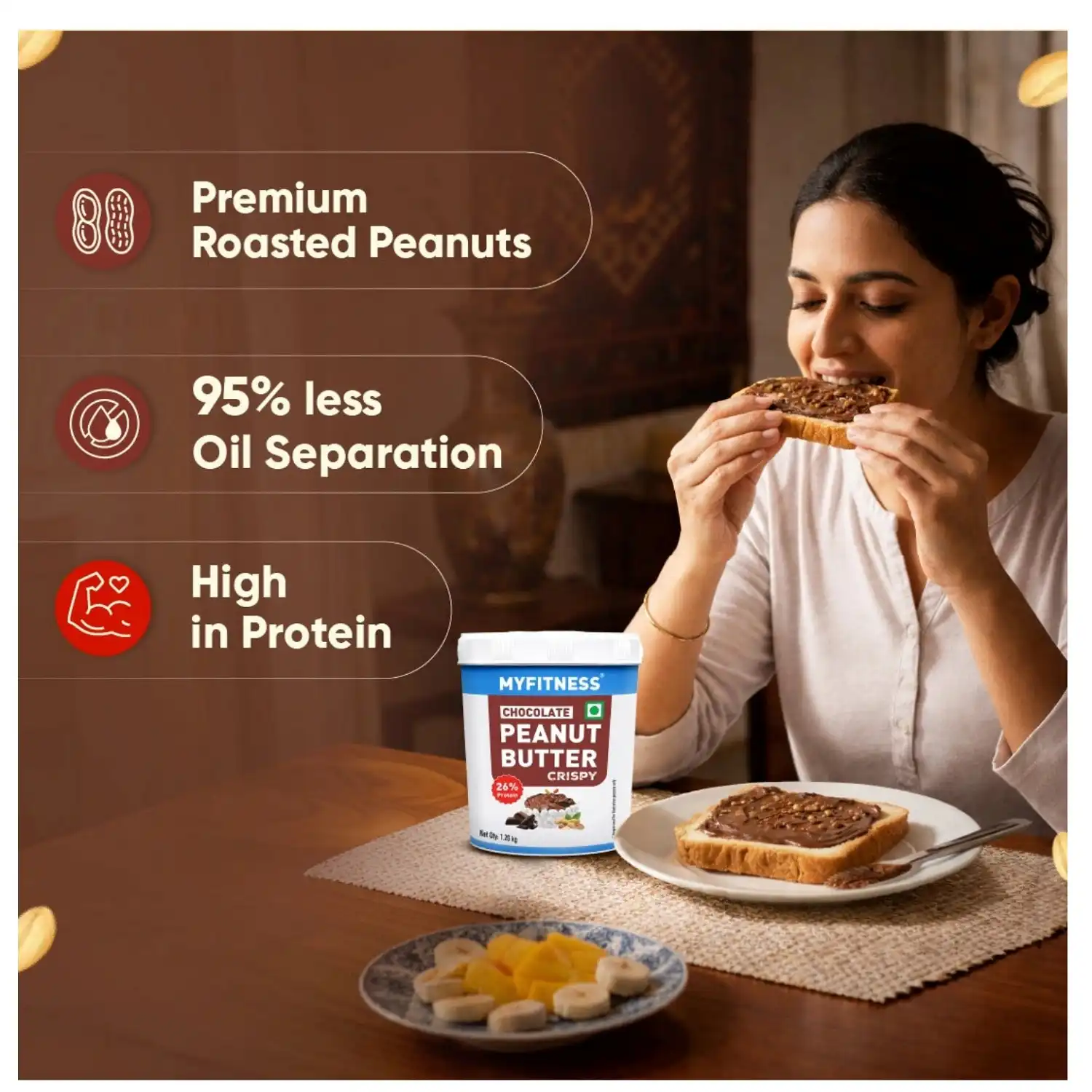 MYFITNESS Peanut Butter Chocolate Crispy 1200g MyFitness Peanut Butter - Chocolate | 28% Protein | Smooth | Chocolate Peanut Butter Spread