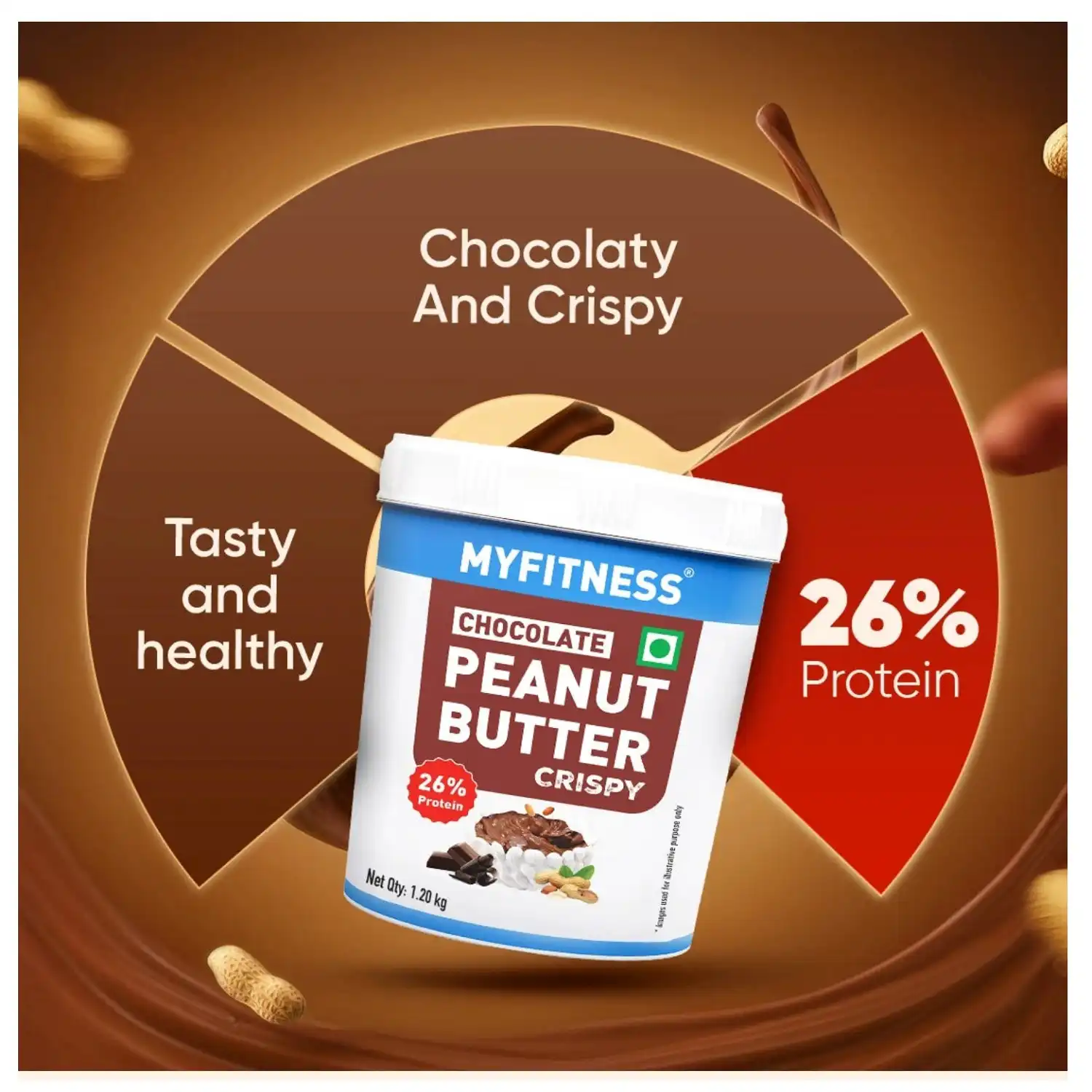 MYFITNESS Peanut Butter Chocolate Crispy 1200g MyFitness Peanut Butter - Chocolate | 28% Protein | Smooth | Chocolate Peanut Butter Spread