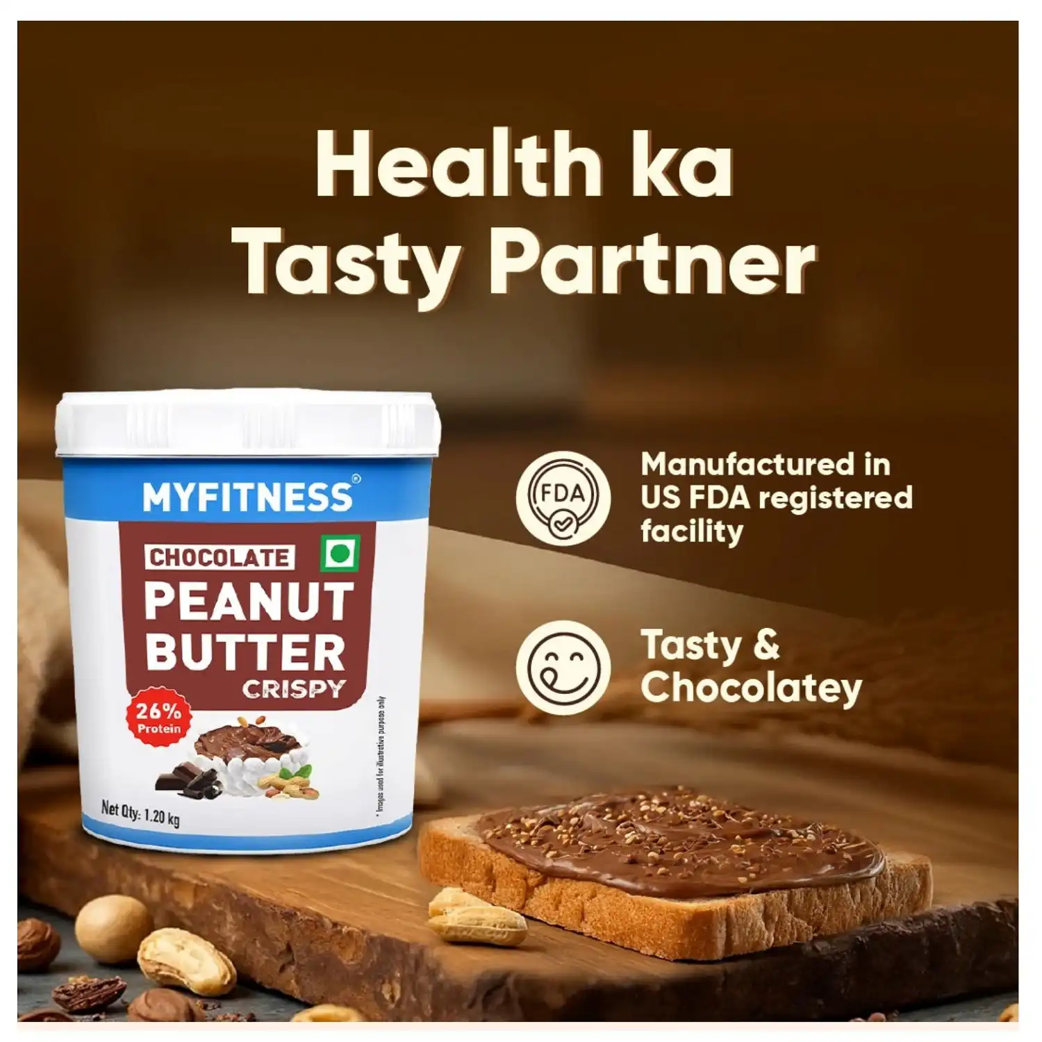 MYFITNESS Peanut Butter Chocolate Crispy 1200g MyFitness Peanut Butter - Chocolate | 28% Protein | Smooth | Chocolate Peanut Butter Spread