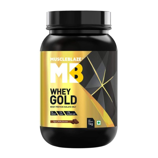 MuscleBlaze Whey Gold 100% Whey Protein Isolate 1kg (Rich Milk Chocolate)