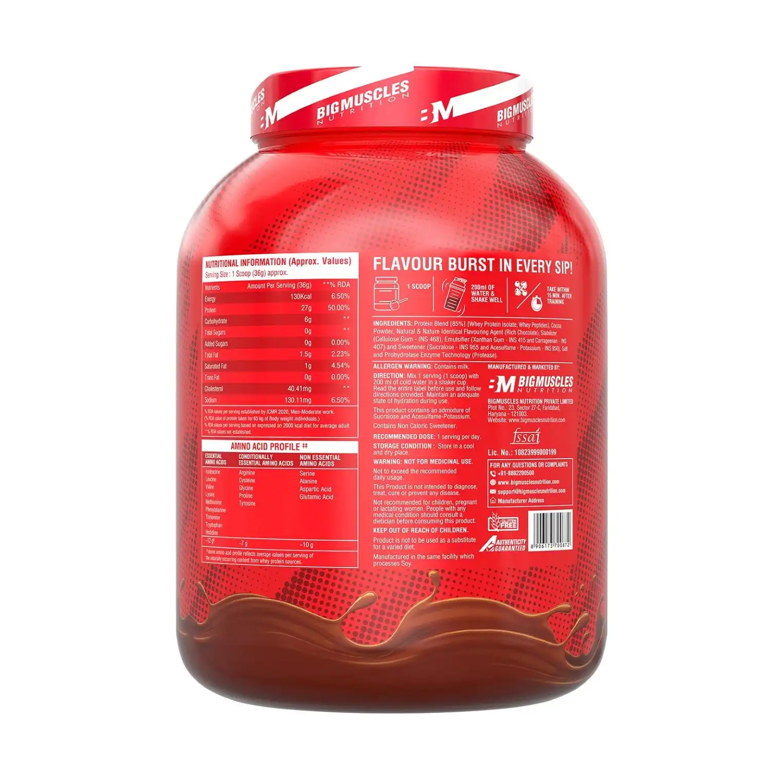 Bigmuscles Nutrition Nitric Whey Protein 2Kg 4.4 Lbs (Rich Chocolate) Nitric Whey Protein is an Isolate Whey Protein that takes the benefits of traditional whey protein to new heights. The advancement of protein in protein powder is designed to provide rapid nutrient delivery and maximize the body's protein absorption. Whey protein Isolate promotes rapid absorption and high biological value. It is an excellent protein supplement for building muscle, improving recovery, and supporting overall health.