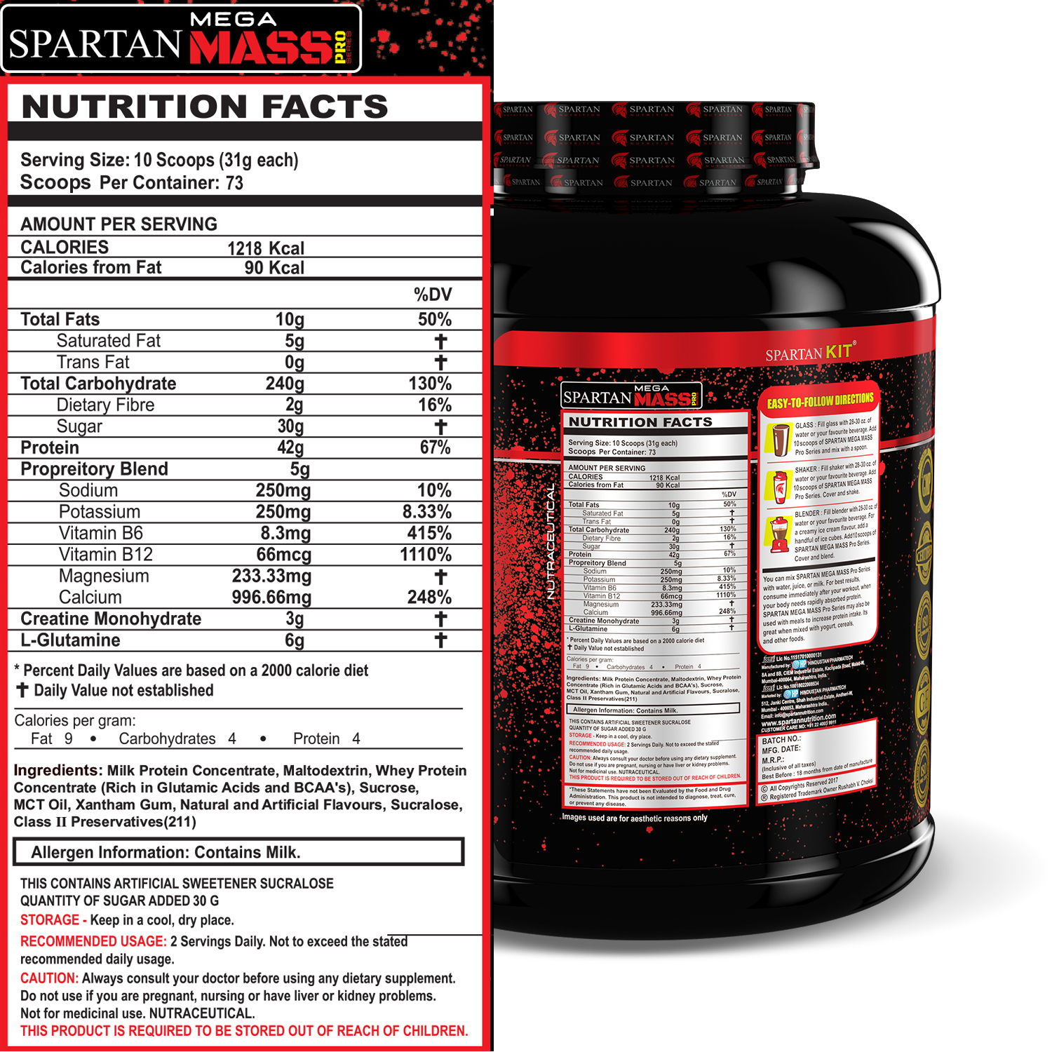 Spartan Nutrition Mega Mass Pro Series 5Lbs (Strawberry Cheese Cake)