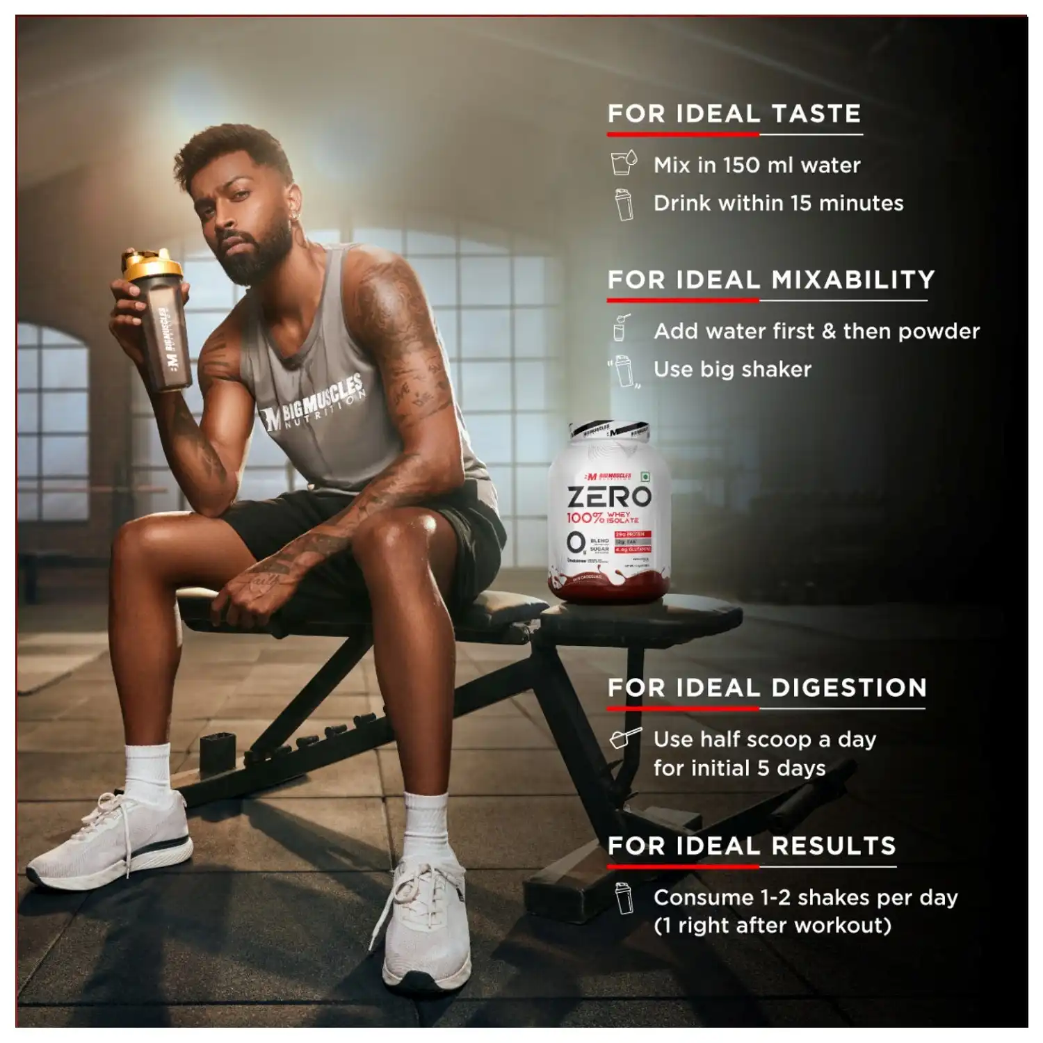 Bigmuscles Nutrition Zero Whey Protein Powder from 100% WHEY ISOLATE 2Kg 4.4 Lbs (Rich Chocolate) Zero Whey Protein is an exclusive whey protein made out for all the champions out there.