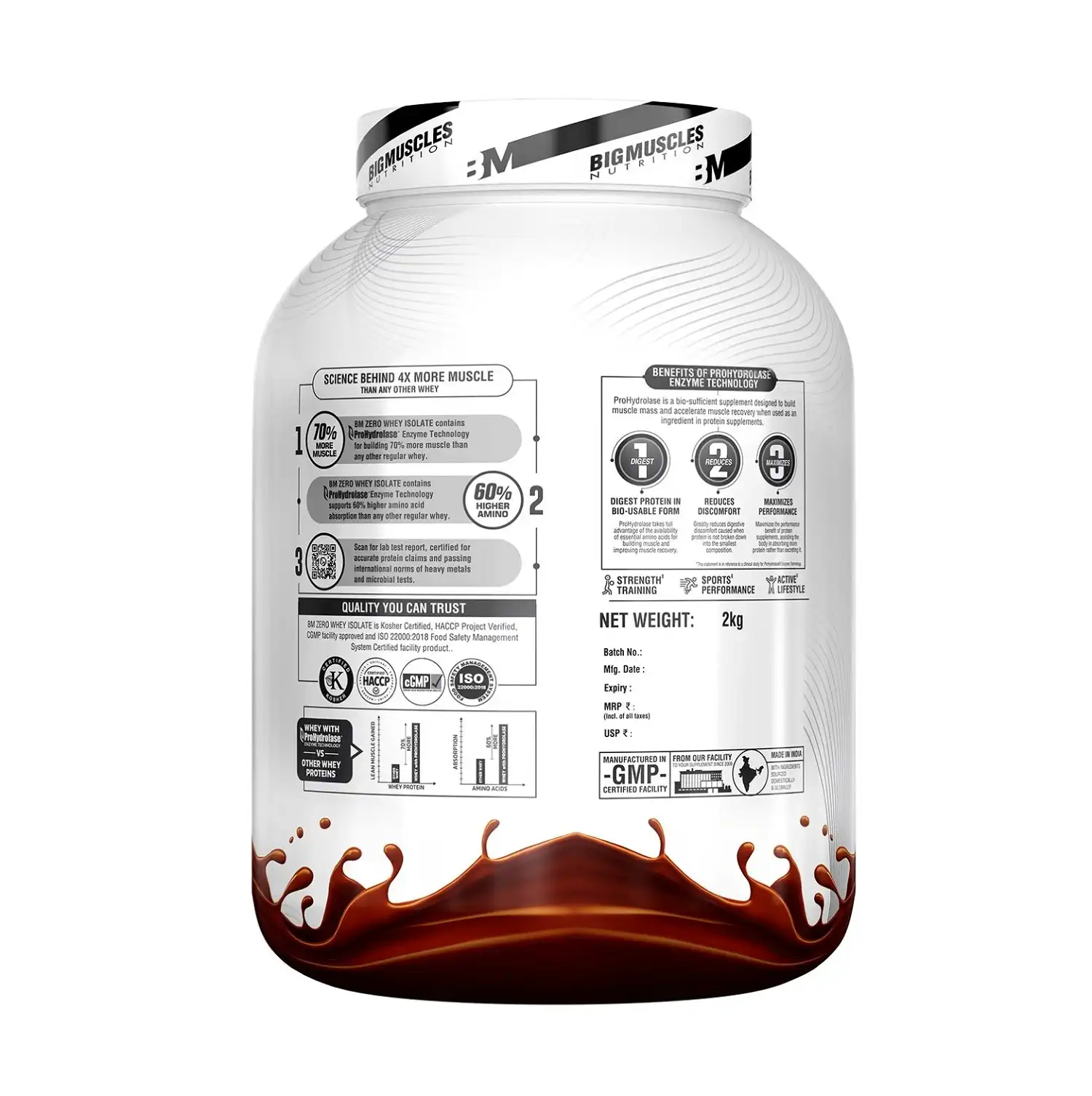 Bigmuscles Nutrition Zero Whey Protein Powder from 100% WHEY ISOLATE 2Kg 4.4 Lbs (Rich Chocolate) Zero Whey Protein is an exclusive whey protein made out for all the champions out there.