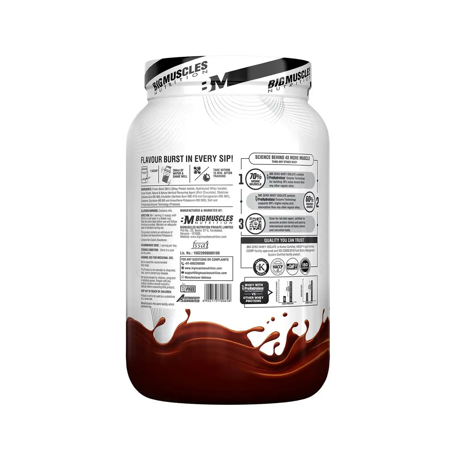 Bigmuscles Nutrition Zero Whey Protein Powder from 100% WHEY ISOLATE 1Kg 2.2 Lbs (Rich Chocolate) Zero Whey Protein is an exclusive whey protein made out for all the champions out there.