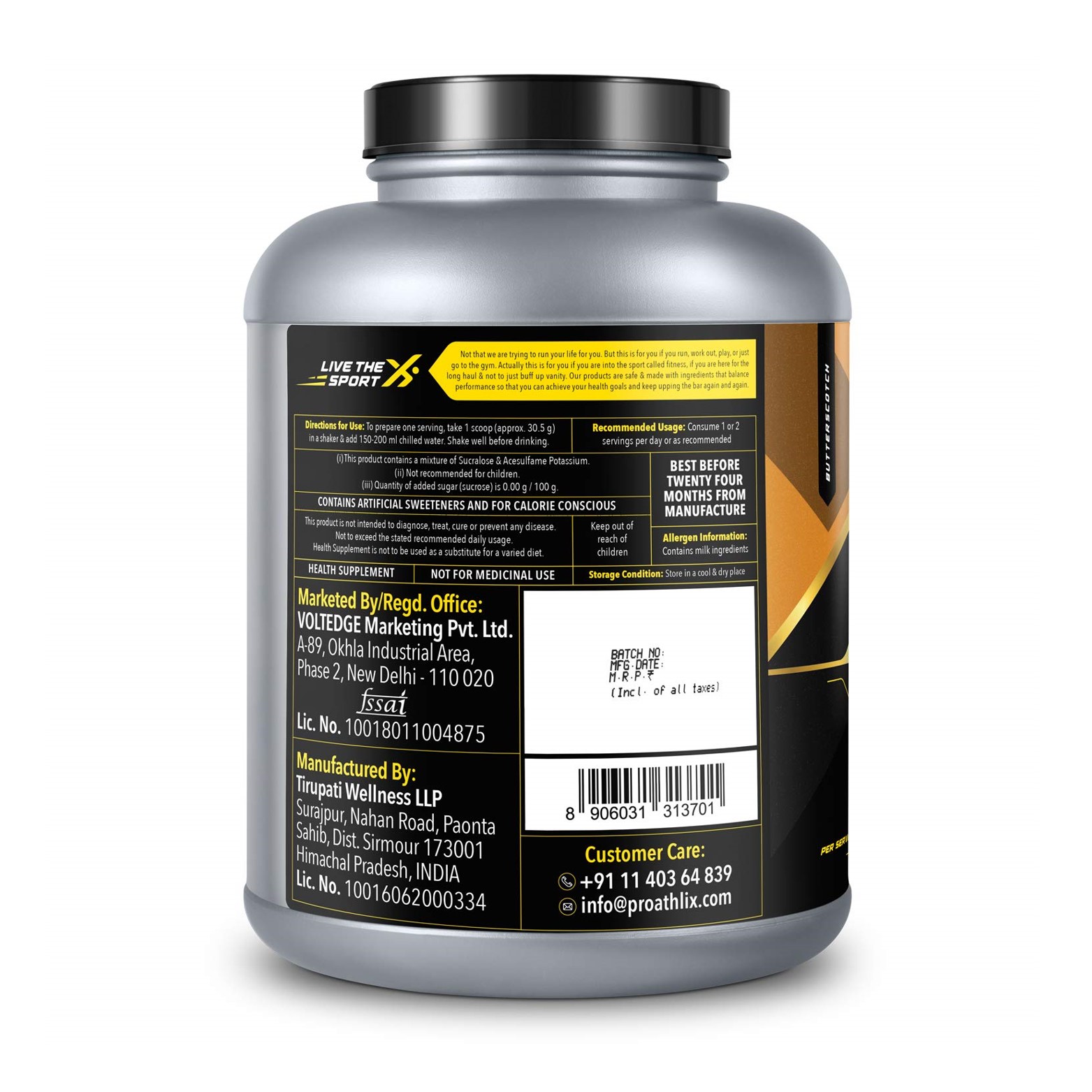 Proathlix Whey Protein Isolate 2Kg (Butterscotch)