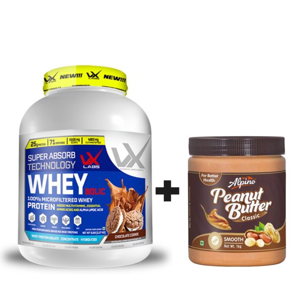 Vx-Labs Wheybolic 100% Whey Protein 5.36 Lbs + Alpino Classic Peanut Butter 1kg