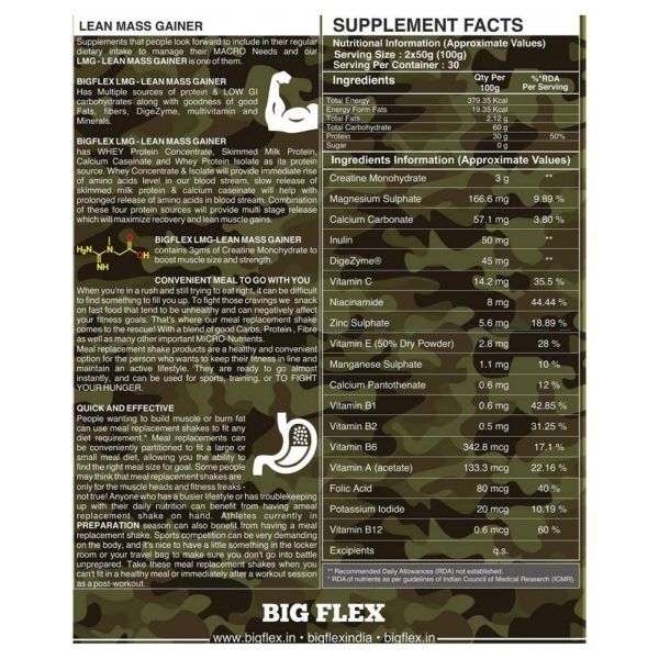Bigflex Lean Mass Gainer 3Kg (Kesar Badam) 2