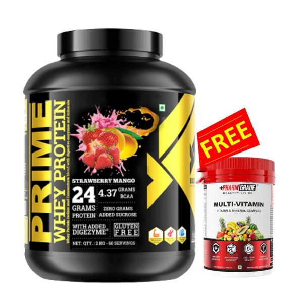 Bigflex Prime Whey Protein 2kg [ Mango Strawberry ] + FREE Pharmgrade Healthy Living Multivitamin 60 Tabs