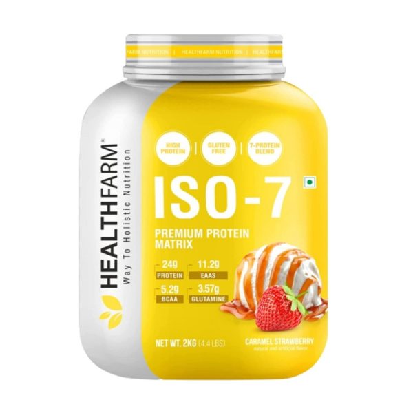 Healthfarm ISO 7 Premium Protein Matrix 2Kg 4.4 lbs(Caramel Strawberry)