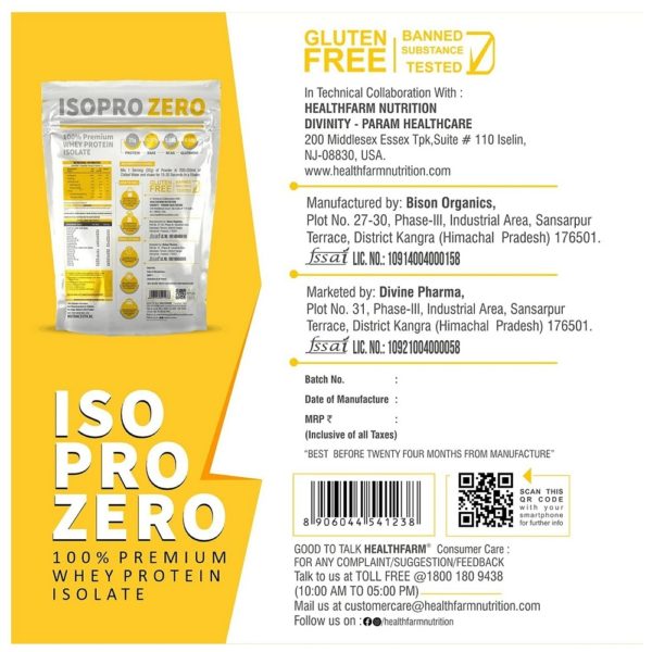 Healthfarm Isopro Zero 100% Whey Isolate Protein 1kg (Mango Smoothie) 7