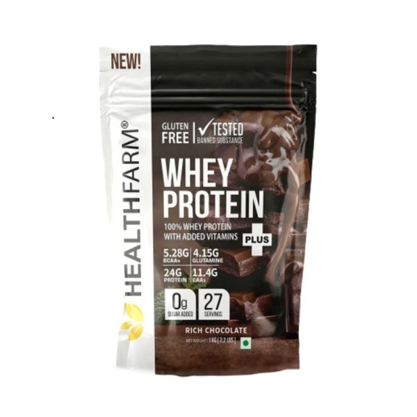Healthfarm Whey Protein Plus 1Kg 2.2Lbs 29 Servings (Rich Chocolate)