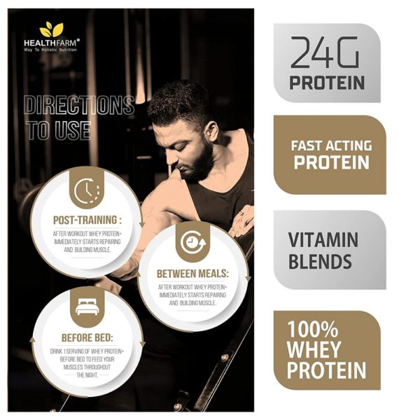 Healthfarm Whey Protein Plus 2Kg 4.4Lbs 58Servings (Cookies And Cream) 4