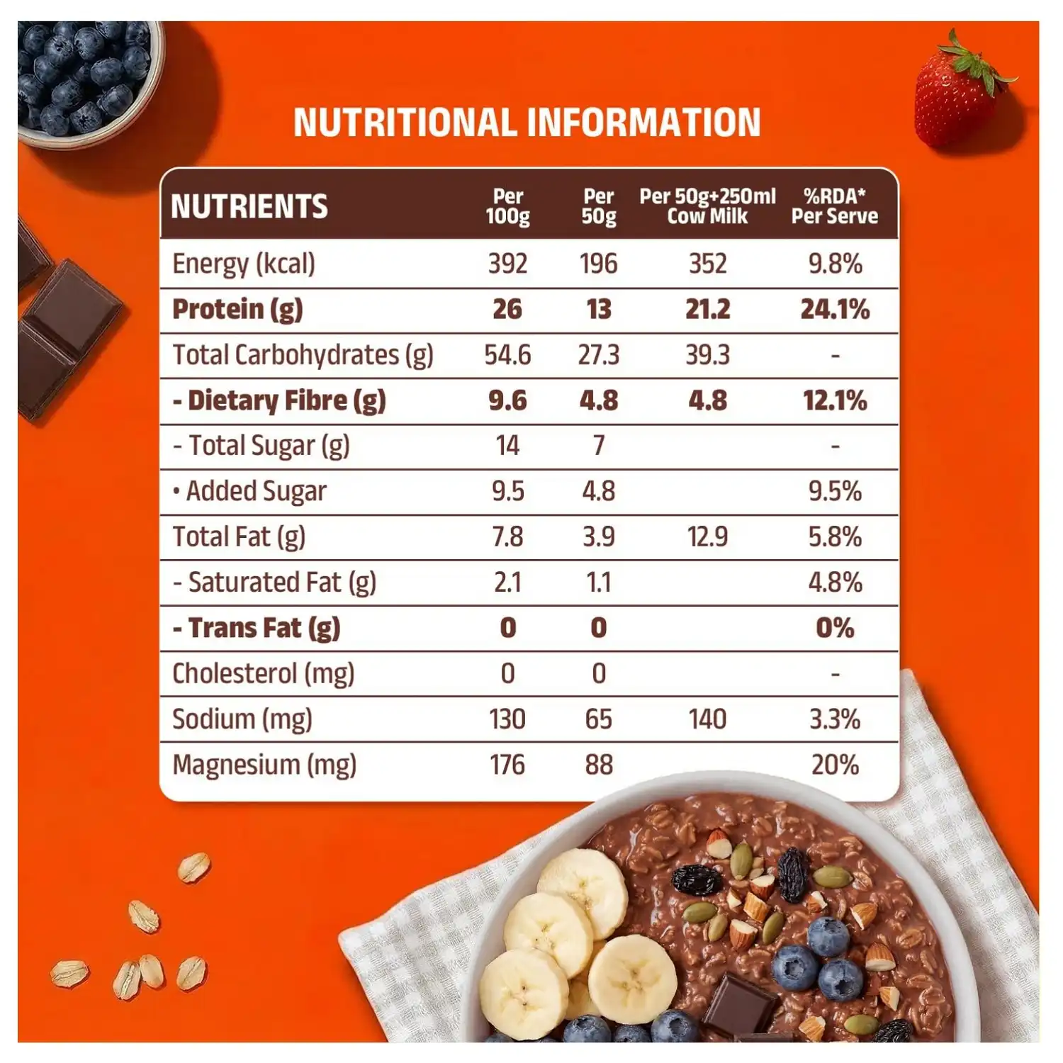 Pintola 26g High Protein Oats 1kg,Dark Chocolate Pintola 26g High Protein Oats 1kg,Dark Chocolate 3