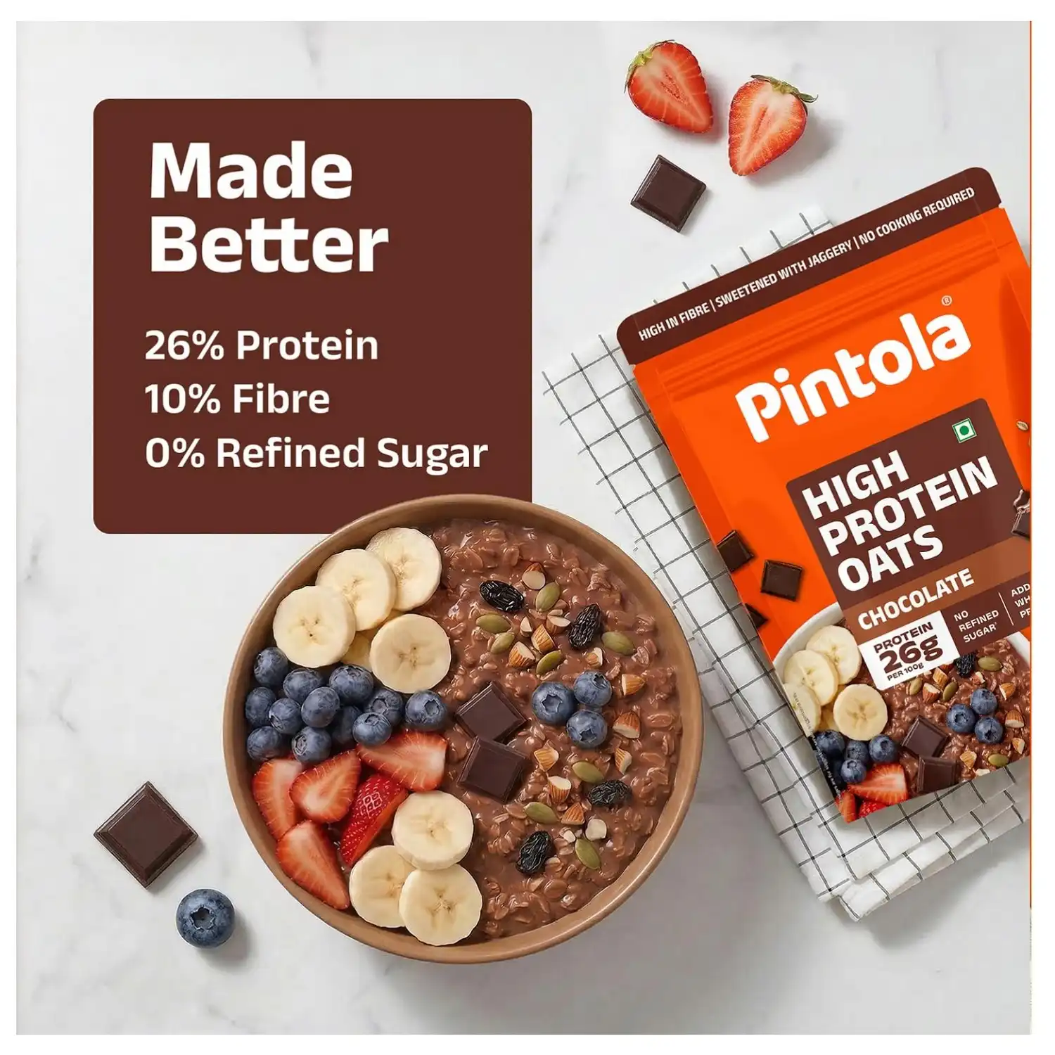 Pintola 26g High Protein Oats 1kg,Dark Chocolate Pintola 26g High Protein Oats 1kg,Dark Chocolate 5