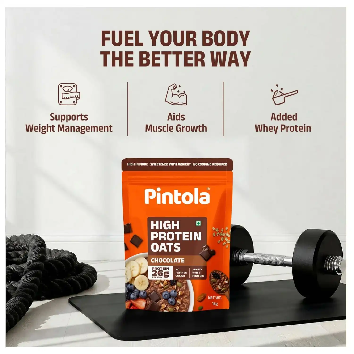 Pintola 26g High Protein Oats 1kg,Dark Chocolate Pintola 26g High Protein Oats 1kg,Dark Chocolate 8
