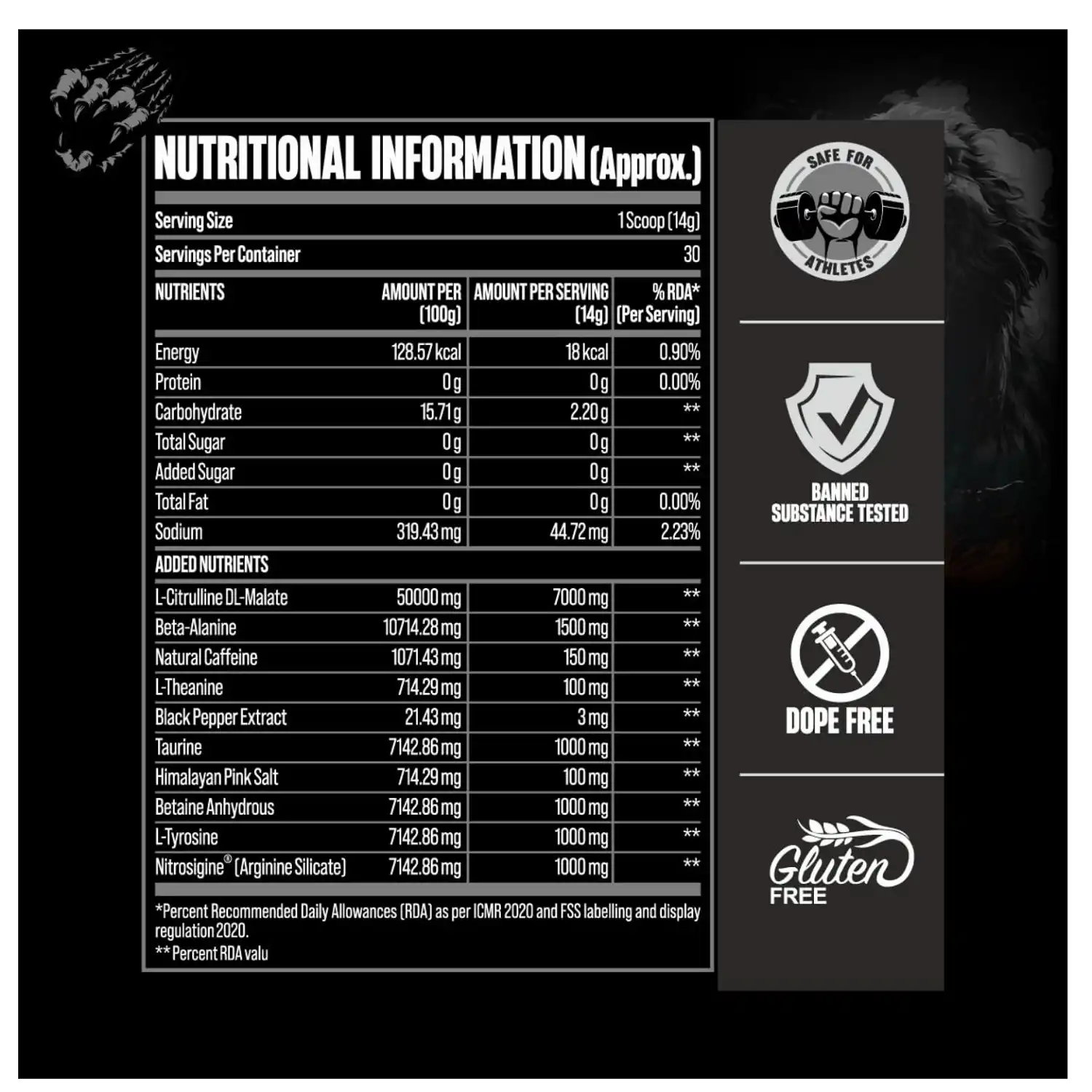 Bigmuscles Nutrition Karnage Black Preworkout 420g (Sex On The Beach) End of Pre-Workouts: Karnage Black has been formulated to boost your workout performance from every angle possible. This pre workout will deliver intense and long-lasting energy, skin-tearing muscle pumps, laser focus, and explosive power. And the best thing is that once Karnage Black wears off; it won't leave you feeling fatigued - there is no crash! You will not be disappointed by the potency of Karnage Black
