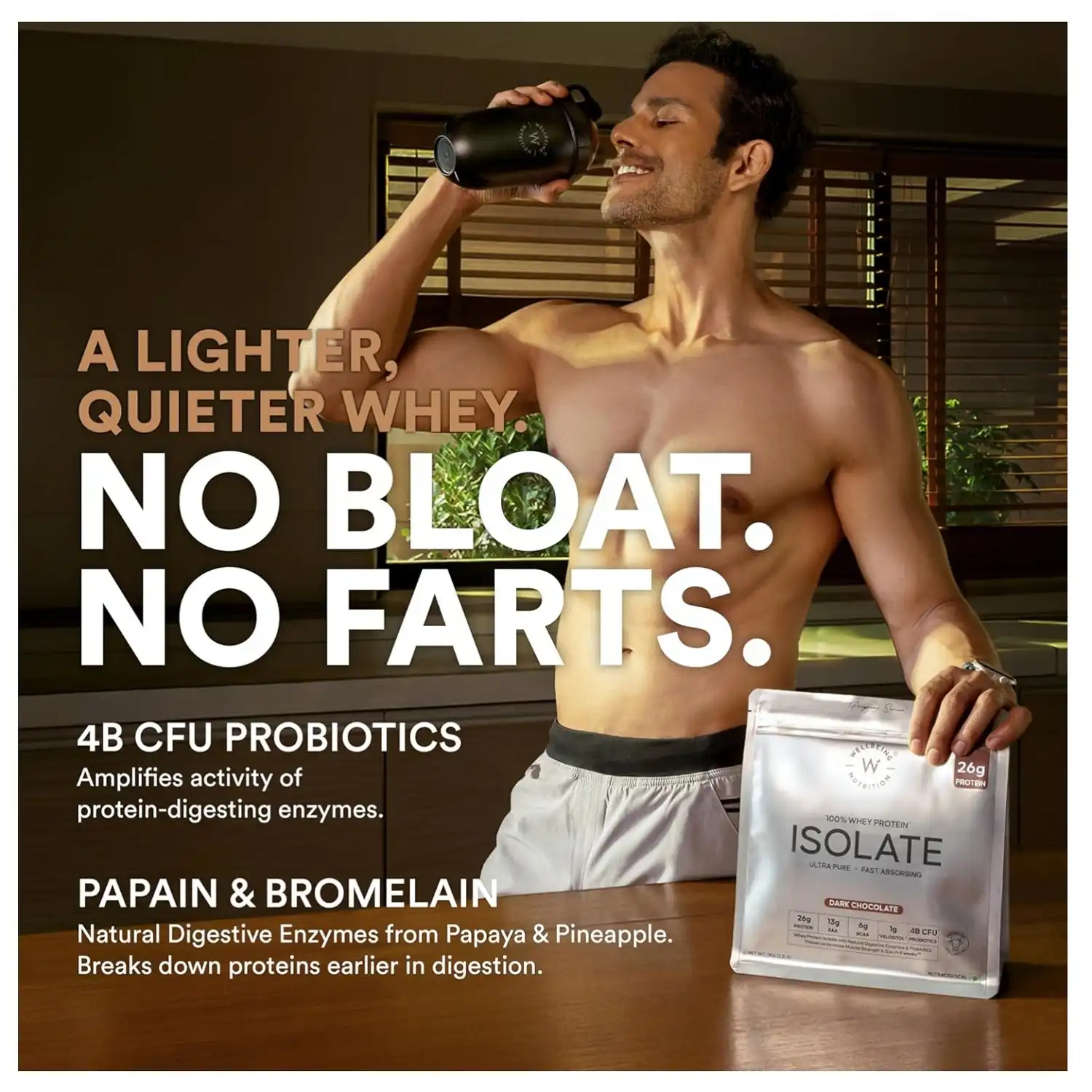 Wellbeing Nutrition Clean Whey Protein Isolate 1kg Unflavoured Native whey is extracted directly from milk using cold processing that preserves its natural 3 dimensional protein structure and bioactive fractions such as β lactoglobulin, α lactalbumin, lactoferrin, and immunoglobulins. With this structure intact, digestive enzymes can act efficiently in the stomach and small intestine, allowing amino acids to be released early and used effectively for muscle support. This reduces the amount of undigested protein reaching the colon, limiting fermentation and bloating. The outcome is smoother digestion kinetics and better tolerance compared to heavily processed whey.