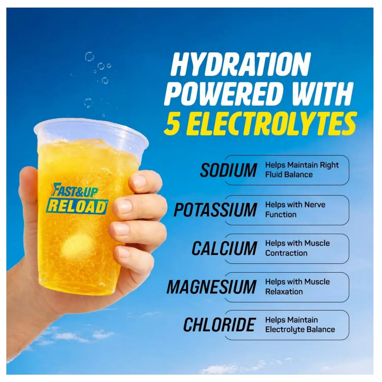 Fast&Up Reload Low Sugar Instant Hydration Drink Mango 20 tablets (5 Litres) Added Vitamin C and B12 helps combat fatigue and keeps you energized throughout the day