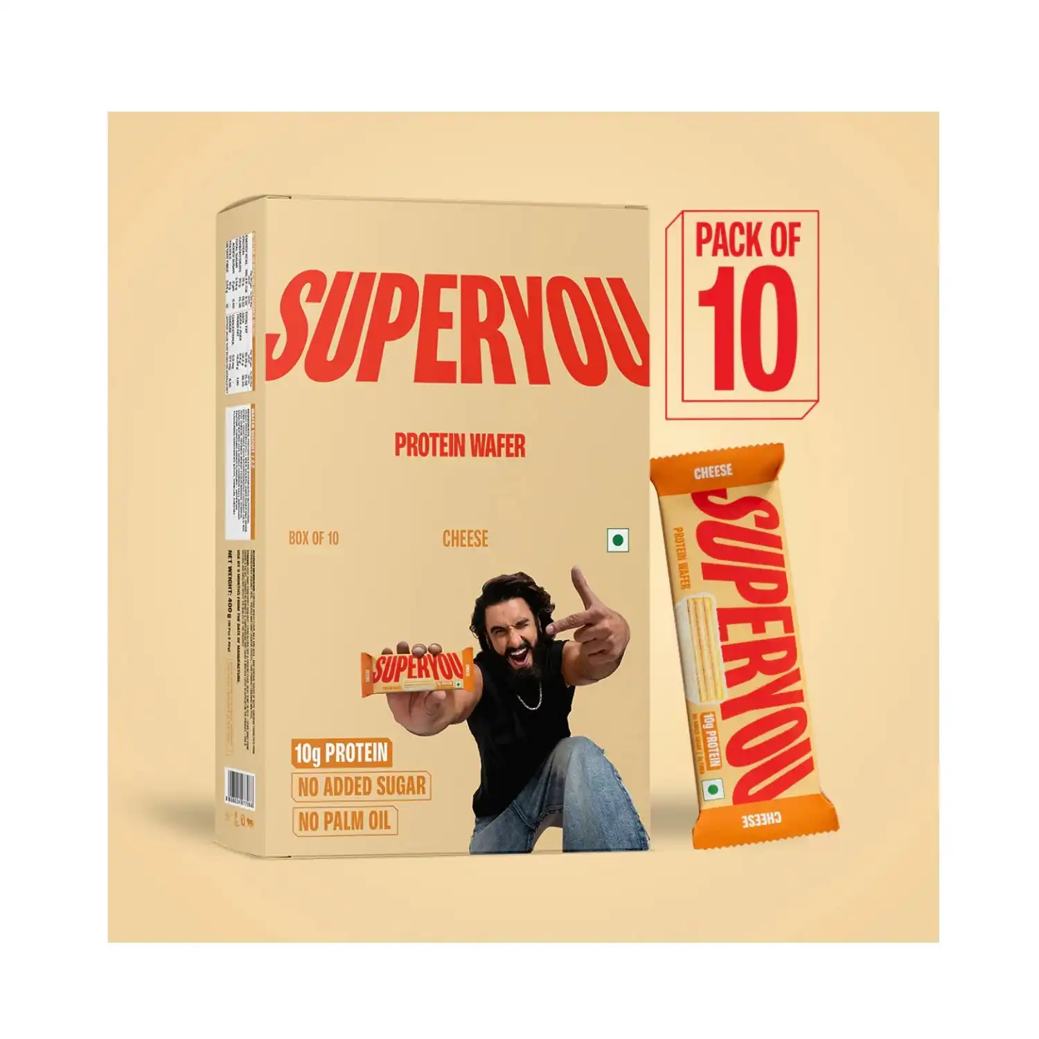 10g Protein, 3g Fiber, No Added Sugar|Yeast Fermented Protein|Energy Bars|Crunchy Wafer Bar|100% Vegetarian|No Palm Oil|400g