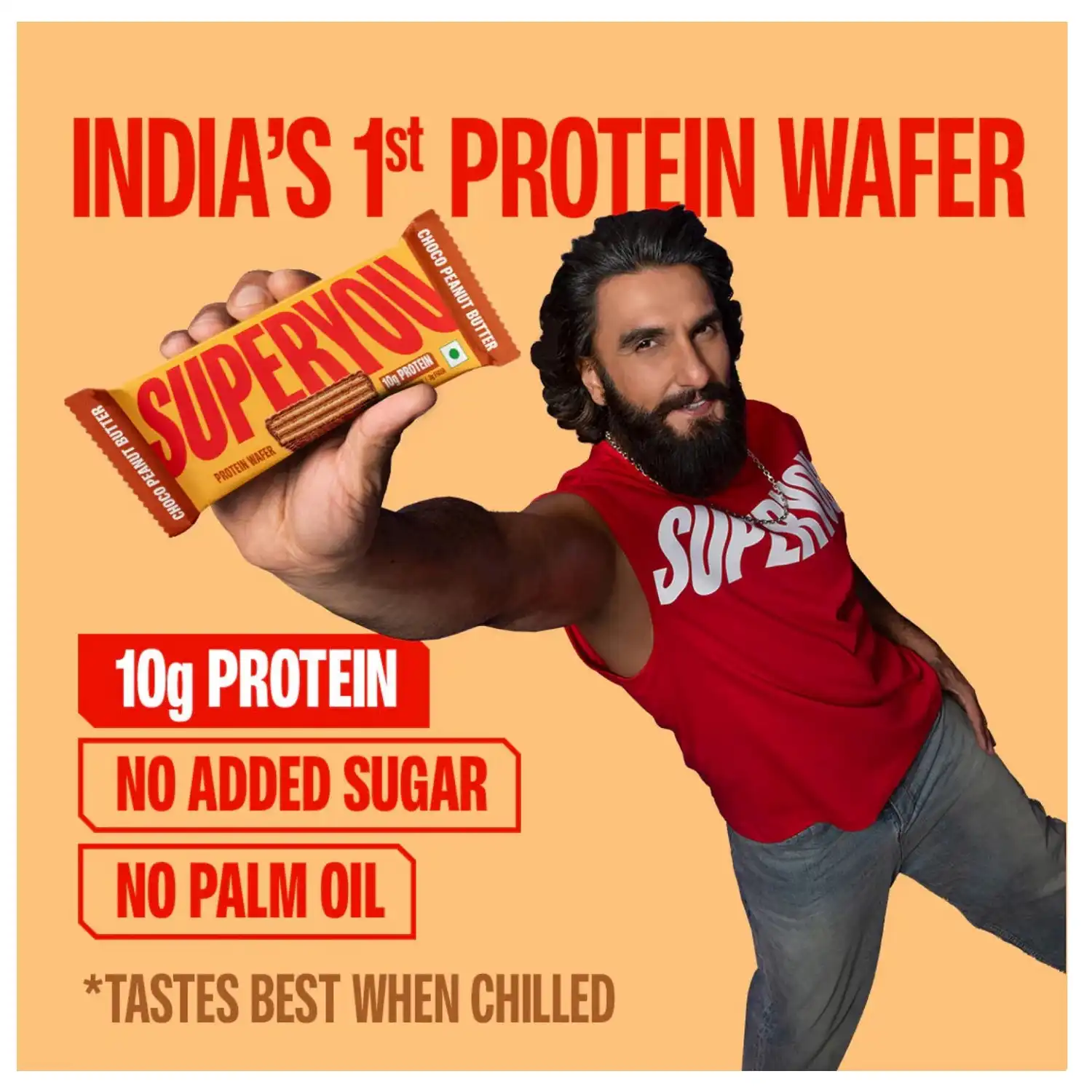 Superyou Protein Wafer Bars Choco Peanut Butter(Pack of 10) 10g Protein, 3g Fiber, No Added Sugar|Yeast Fermented Protein|Energy Bars|Crunchy Wafer Bar|100% Vegetarian|No Palm Oil|400g