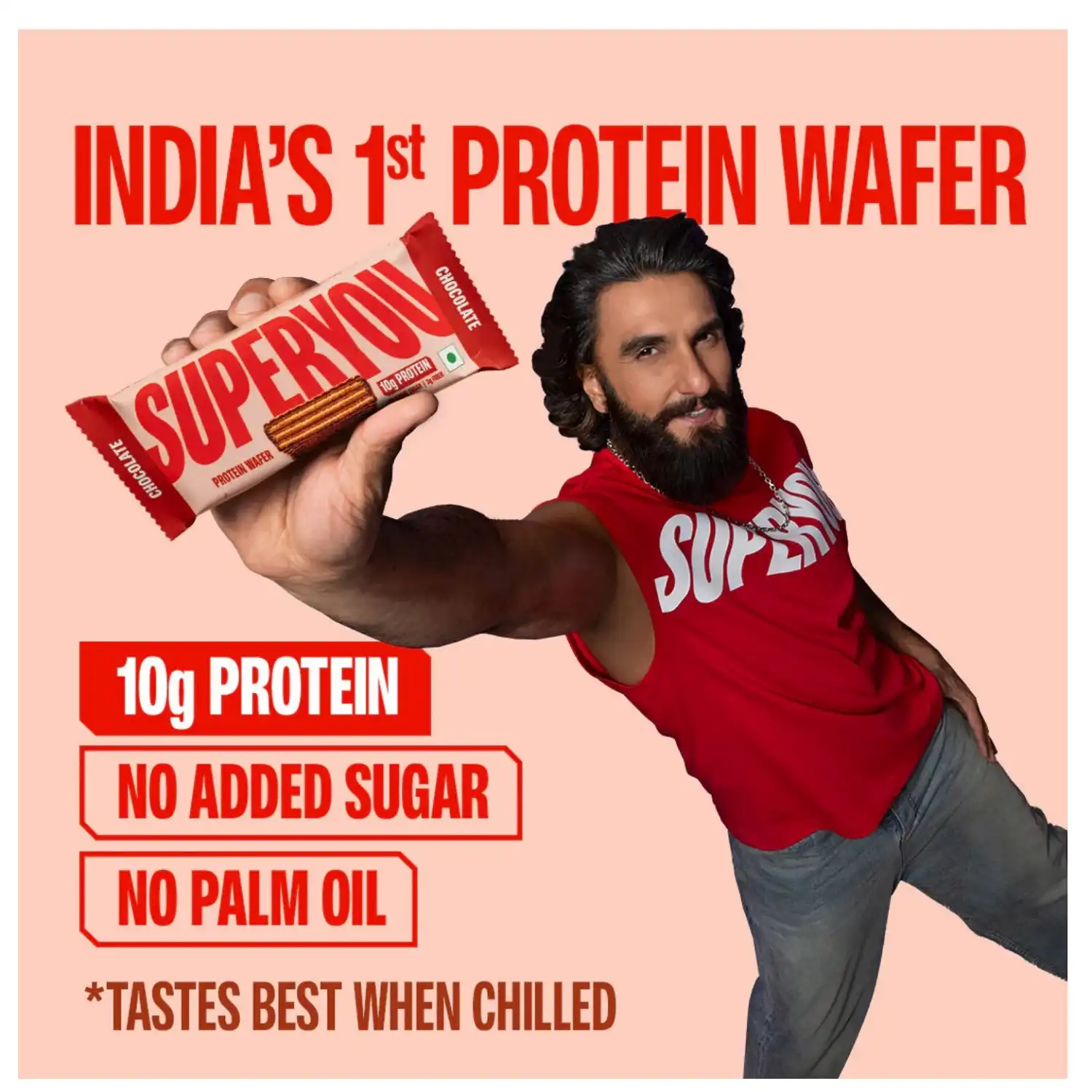 Superyou Protein Wafer Bars Chocolate (Pack of 10) 10g Protein, 3g Fiber, No Added Sugar|Yeast Fermented Protein|Energy Bars|Crunchy Wafer Bar|100% Vegetarian|No Palm Oil|400g