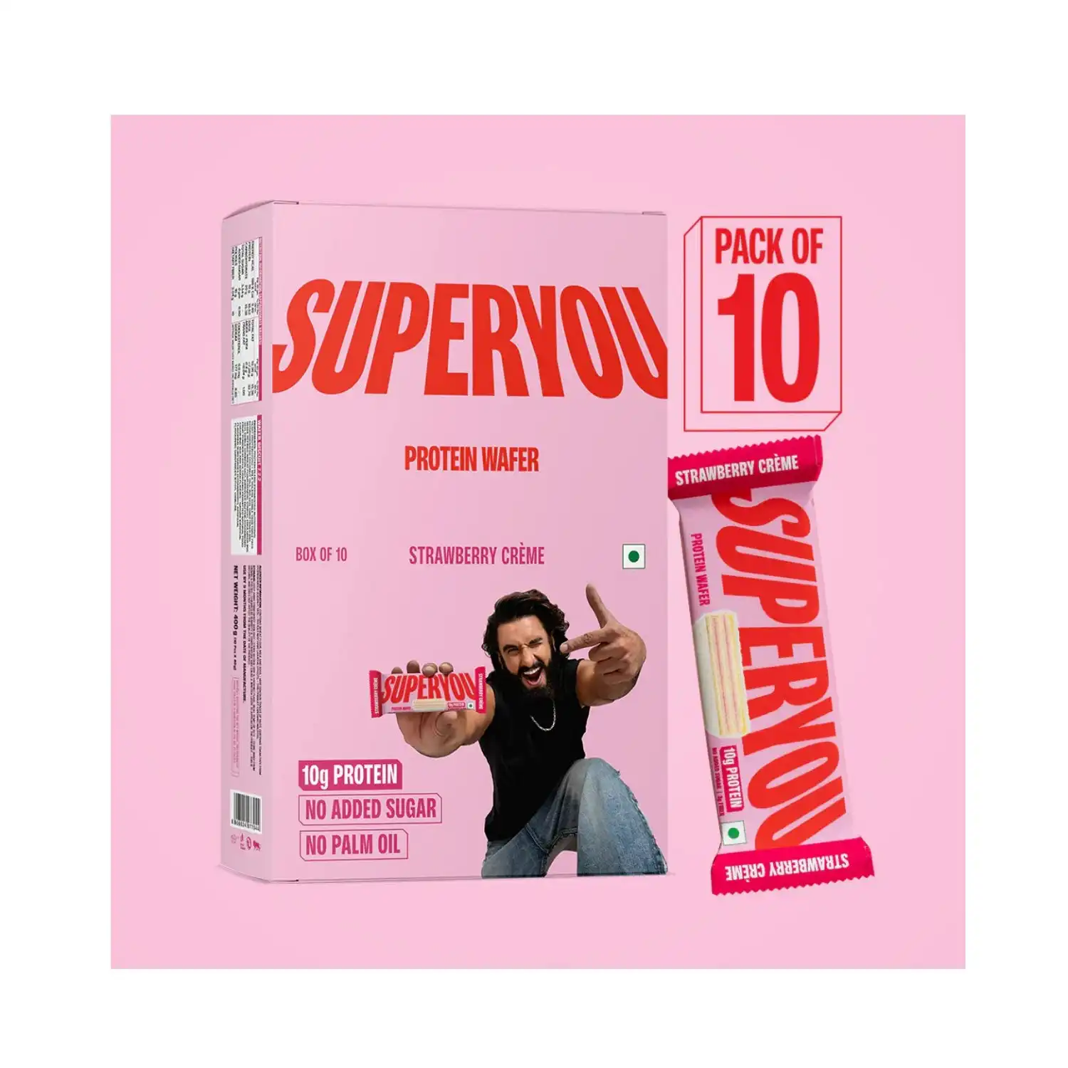 10g Protein, 3g Fiber, No Added Sugar|Yeast Fermented Protein|Energy Bars|Crunchy Wafer Bar|100% Vegetarian|No Palm Oil|400g